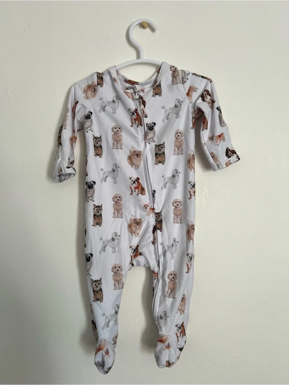 Caden Lane Dog Print Zipper Footie Pajamas Baby 0-3M Bamboo Sleeper - Picture 2 of 4